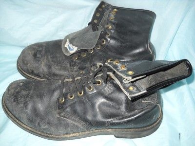 Vintage Mason CHIPPEWA Falls Black Leather Steel Toe Work Boots 50s 
