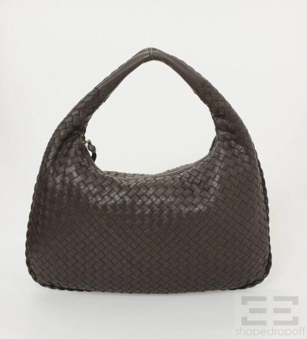 Bottega Veneta Dark Brown Intrecciato Leather Veneta Hobo Bag