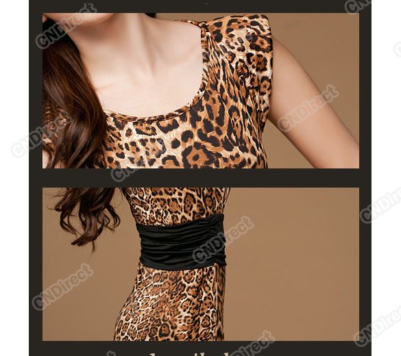 Evening Mini Party Neck Leopard Print Clubwear Business Clubbing Dress 