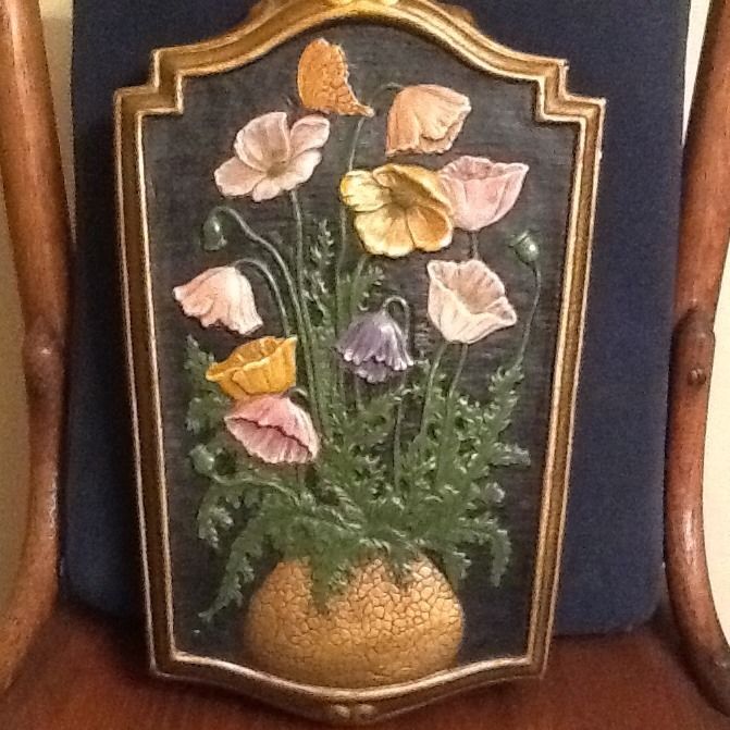 Chromo Cotta Plaques Chalk ware Plaster 30s Flowers Retro Vintage