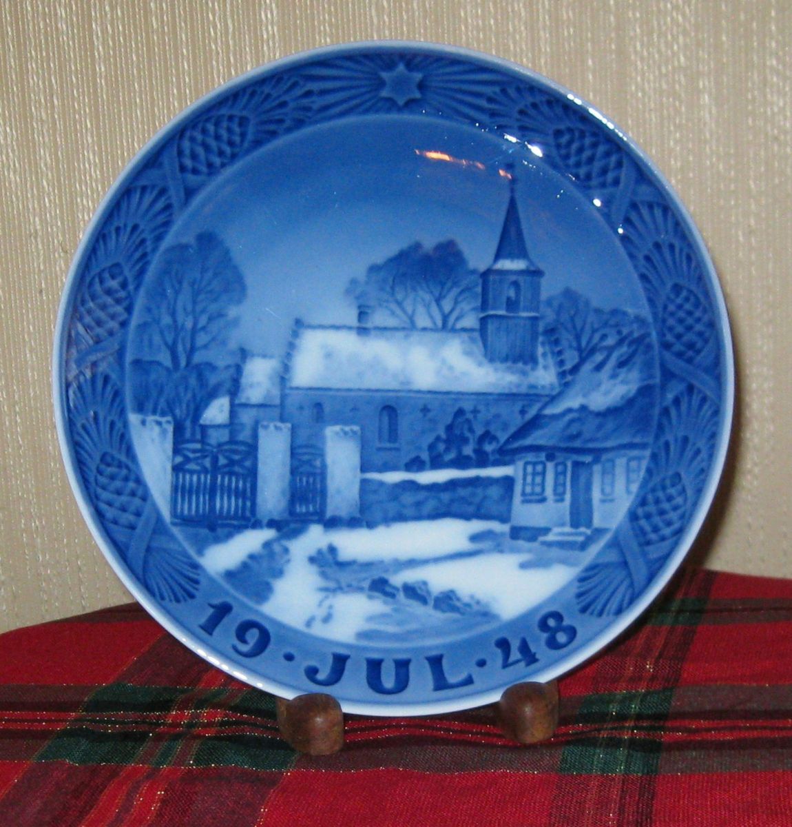 1948 Royal Copenhagen Christmas Plate Nodebo Church at Christmas Time