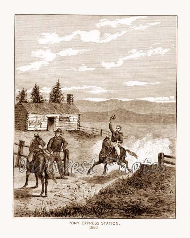 1860 Pony Express Station Cowboy and Riders