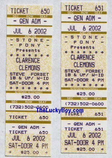 Clarence Clemmons Springsteen 2 Stone Pony Tickets