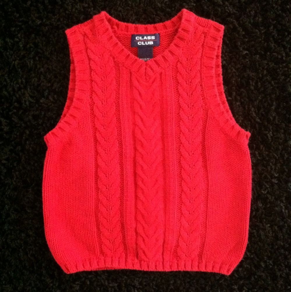 Toddler Boys Class Club Sweater Knitted Vest Red Holiday Top 4 5