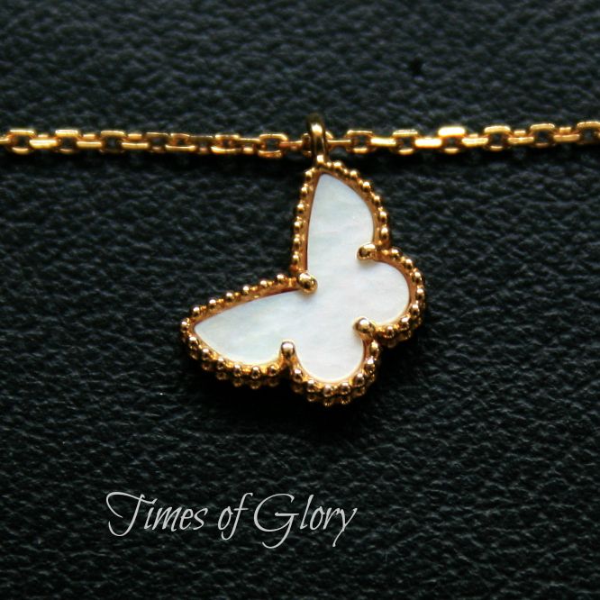 Van Cleef Arpels VCA 18K Gold Sweet Alhambra Butterfly Pendant Chain