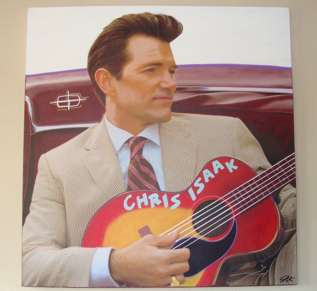 Steve Kaufman Screenprint of Chris Isaak on canvas with hand