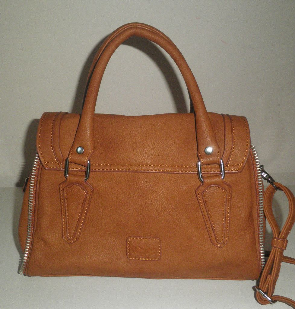 Christopher Kon Co Lab Handbag Cognac Brown Dome Satchel Cross Body