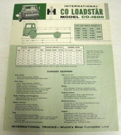 IH 1963 Co 1600 Co Loadstar Truck Sales Brochure