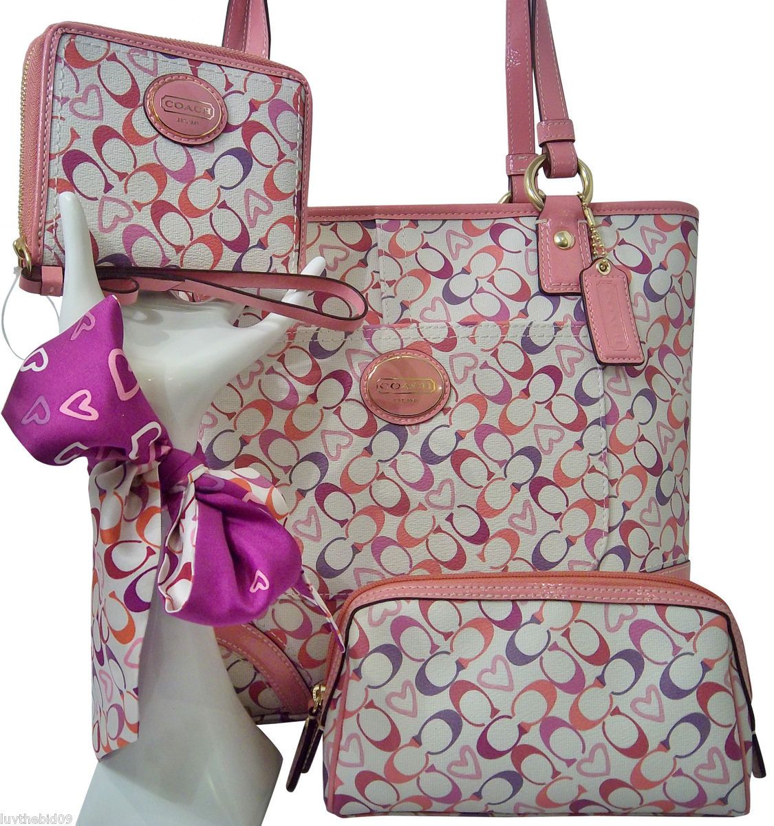 COACH 4 PCE 2012 CHT BIAS HEART TOTE & ACCESSORIES 18426~97496~46755