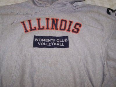 Vintage Illinois Womens Club Volleyball Sweatshirt L Hoodie College