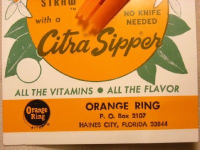 New Vintage Florida Citra Sipper Straw Orange or Grapefruit Juice