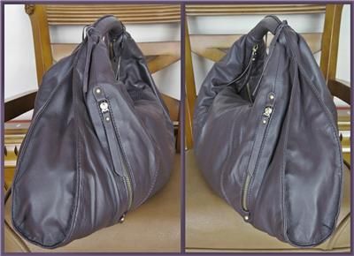 bcbg maxazria e w purple leather hobo shoulder bag nwt