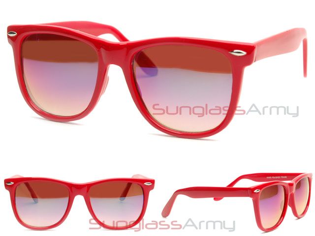 COLORIZED WAYFARERS   Red w/ Blue Iridium Lens