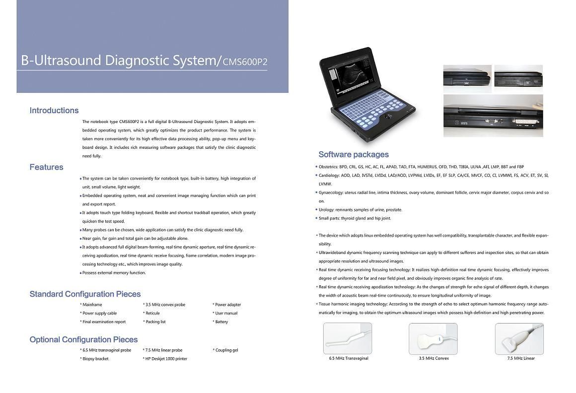 CMS600P2 Vet Veterinary Ultrasound Scanner Machine 7 5MHz Rectal Probe