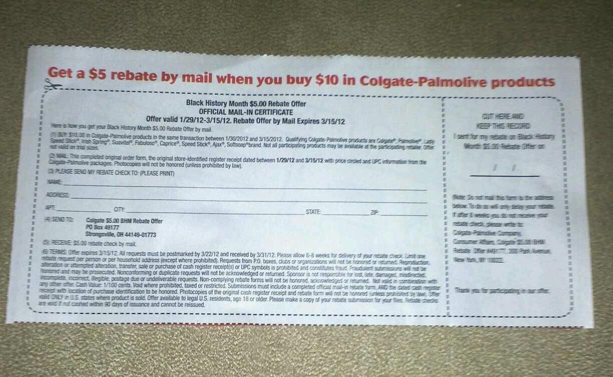  $5 Colgate Palmolive Rebate