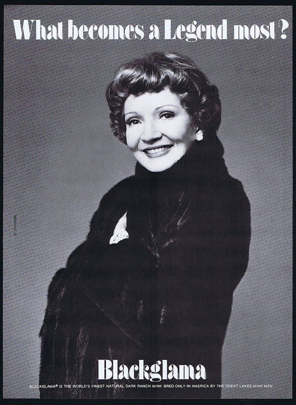 1978 Claudette Colbert Blackglama Vintage Mink Fur Ad