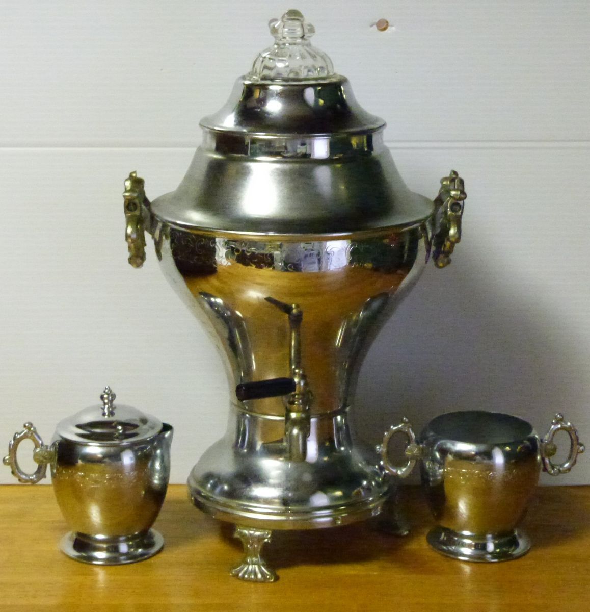 VINTAGE LA BELLE SILVER CO. COFFEE URN + CREAMER & SUGAR