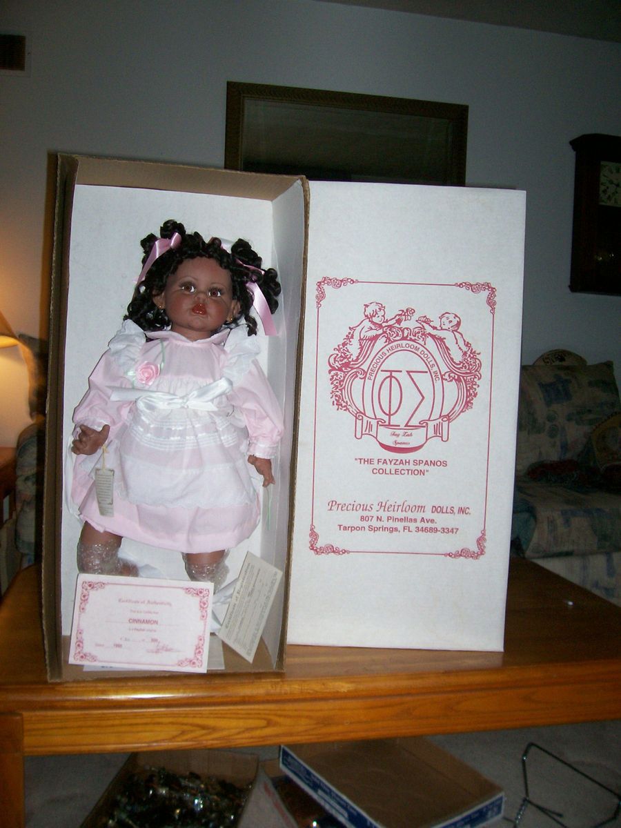 Precious Heirloom Doll Fay ZAH Spanos Africian American Cinnamon COA