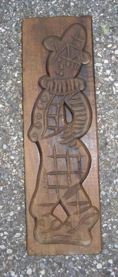 Antique Cookie Board Mold Wooden Folk Art Vintage Clown