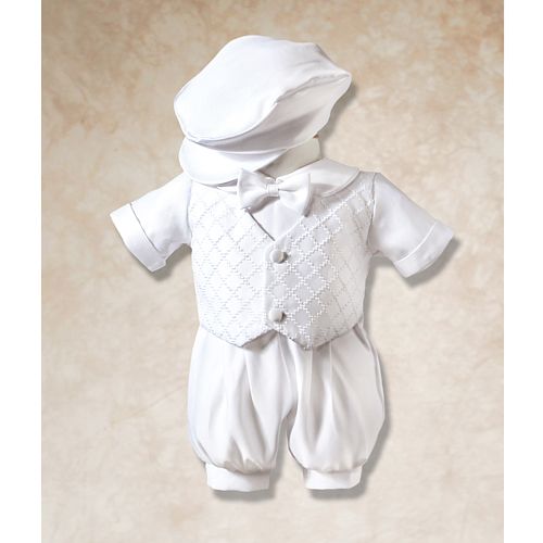 Corrine Company Baby Boys Size 0 3M White Romper Outfit Baptism Set