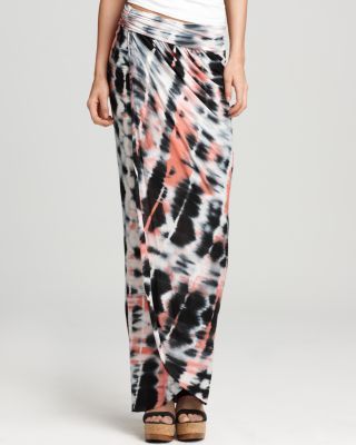 Generation Love New Cora Orange Modal Printed Pull on Slit Maxi Skirt