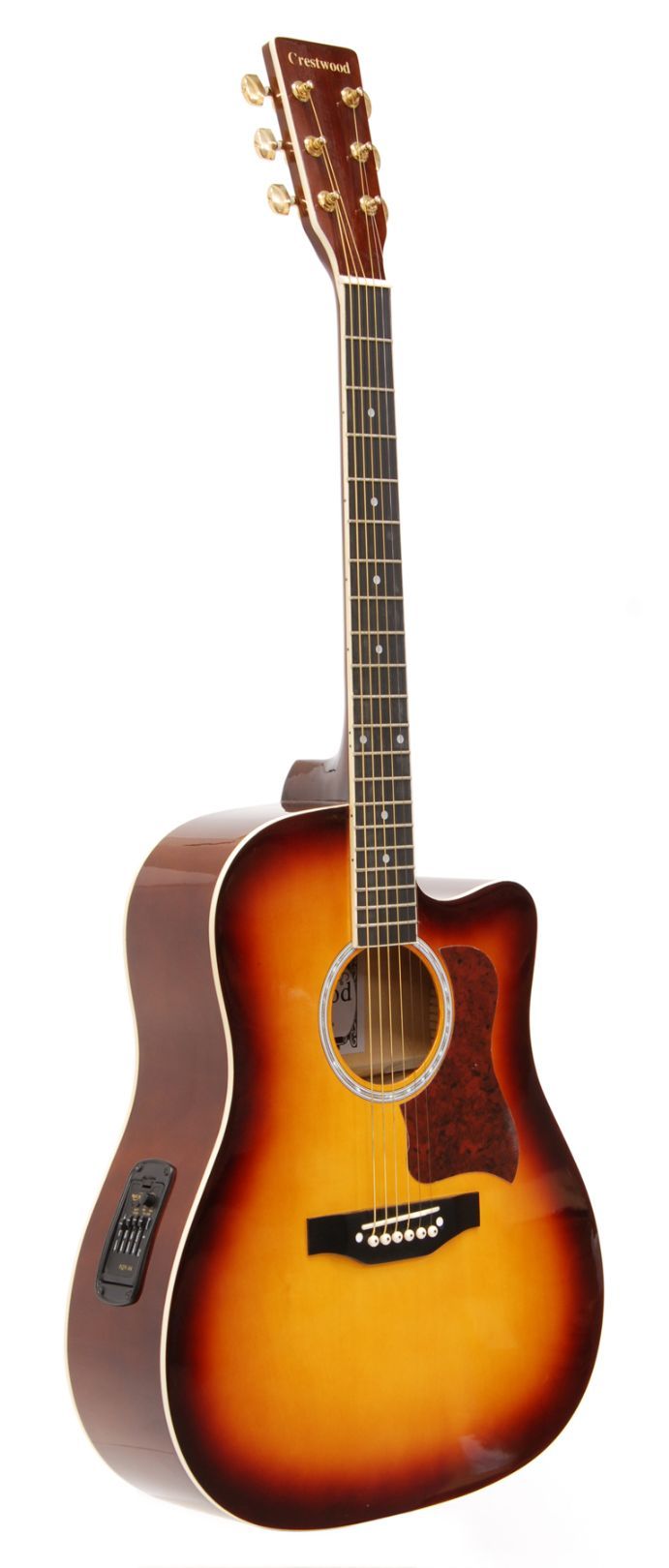 crestwood acoustic electric cutaway guitar sunburst