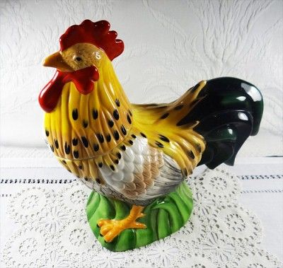 Treasure Craft Ceramic Rooster Cookie Jar Gorgeous Colors Used