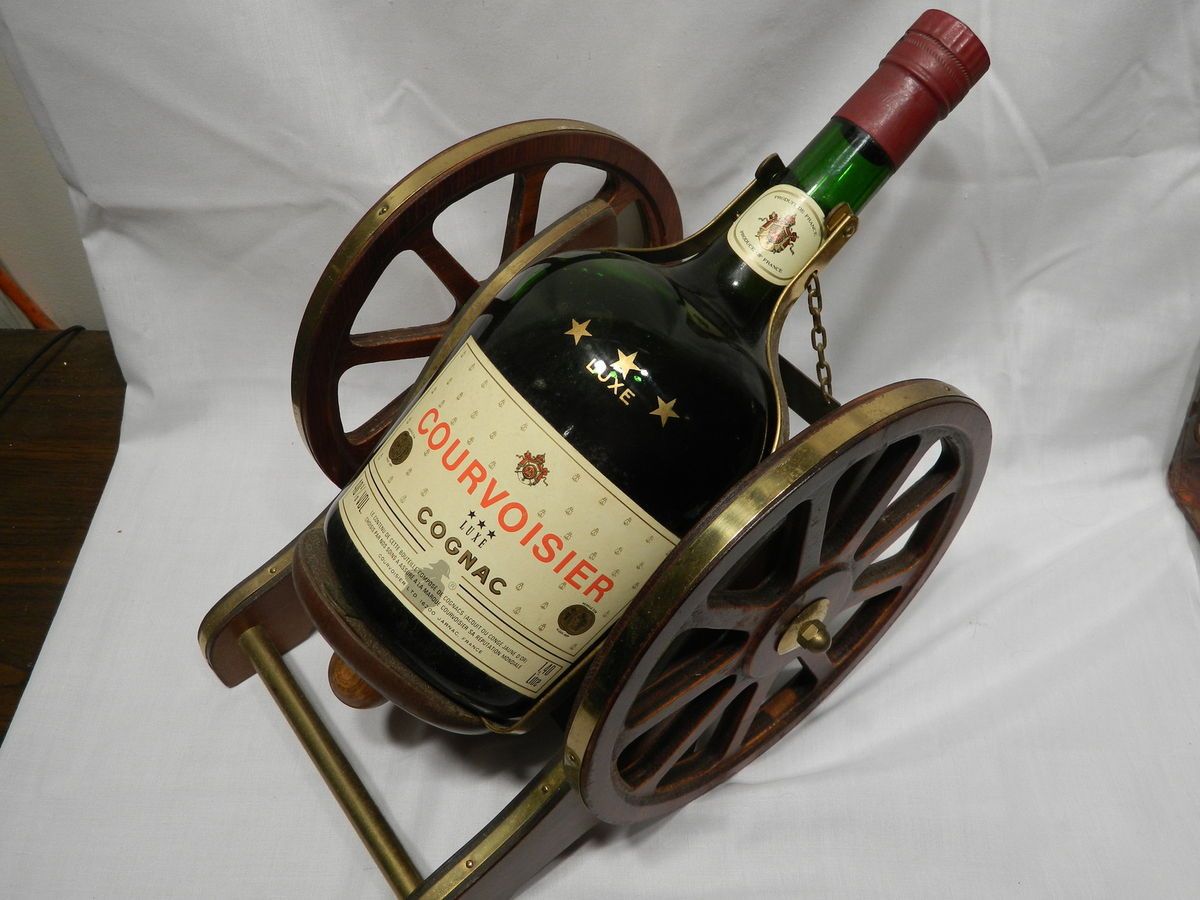 COURVOISIER COGNAC VS LARGE CANNON DECANTER AND FULL BOTTLE BRANDY