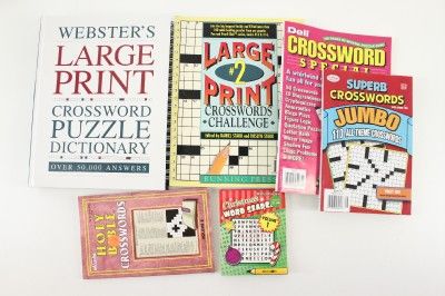  WEBSTERS Large Print Crossword Puzzle Dictionary & Puzzle Books 6PC