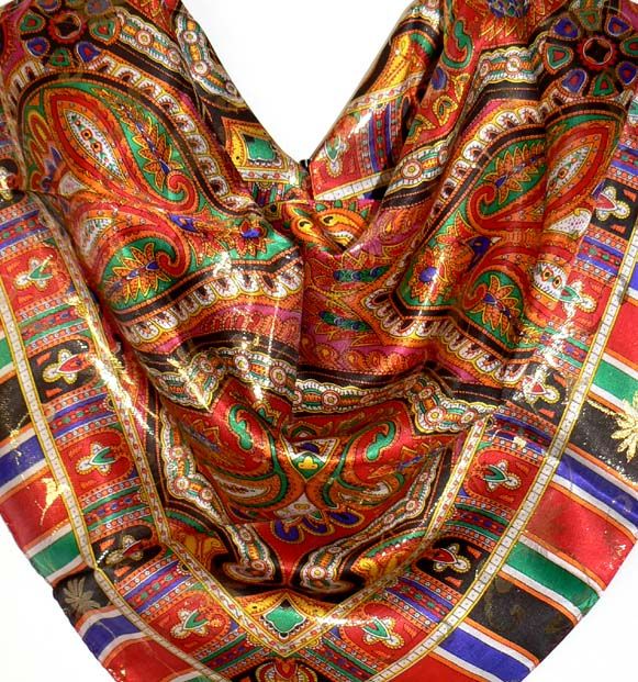 Brandnew 100 Silk Scarf Shawl Wrap Gold Thread Paisley