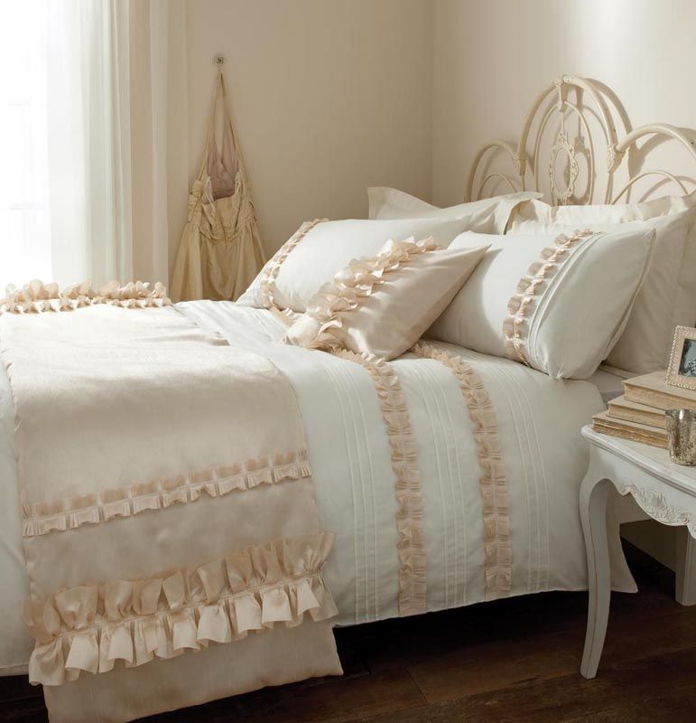 Cream Frill Detail Duvet Set or Runner or Cushion