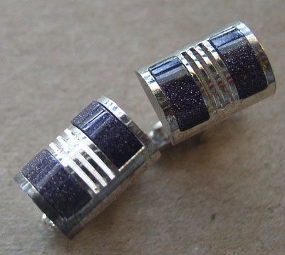 Vintage CUFFLINKS Cuff Links PURPLE Silver IRIDESCENT Graduation