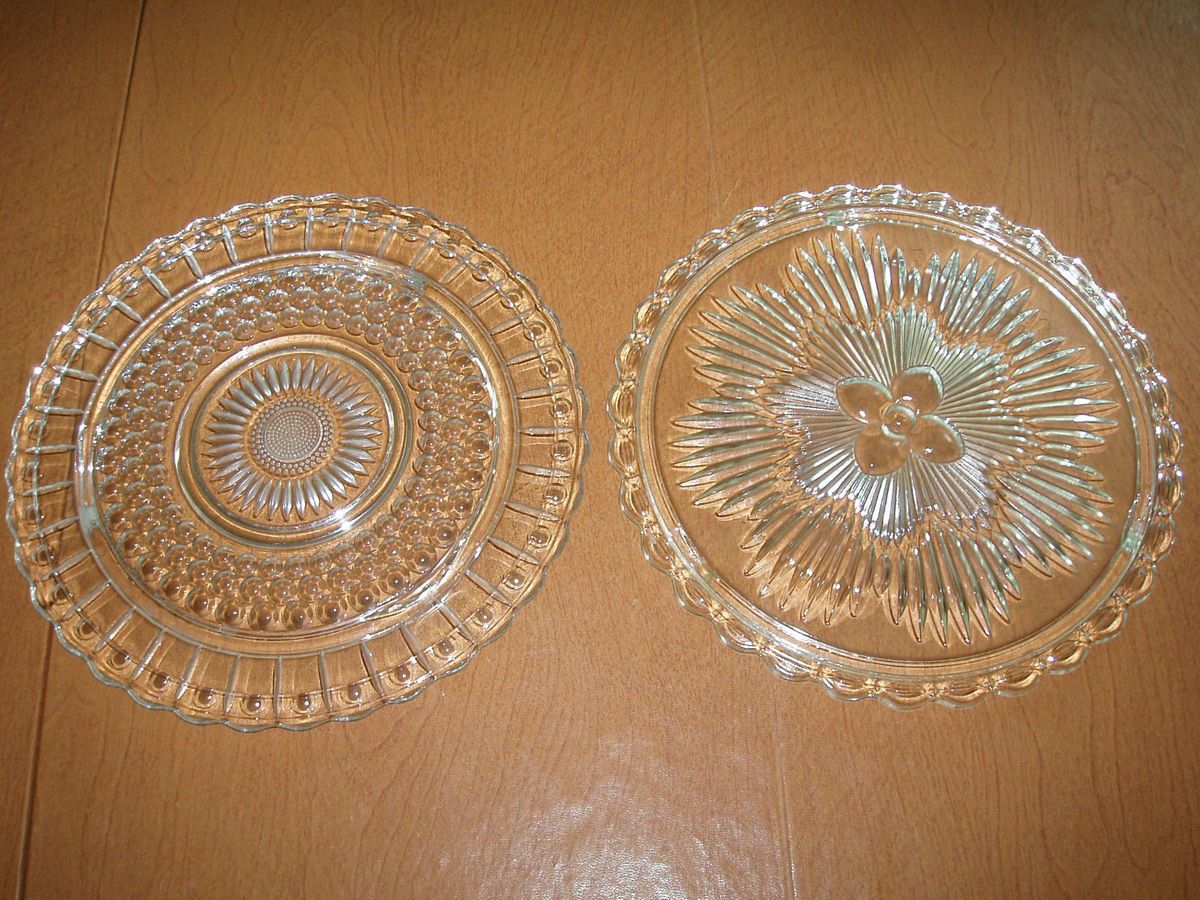 Glass Cake Plates Cake Holder Sunflower and Daisy Pattern