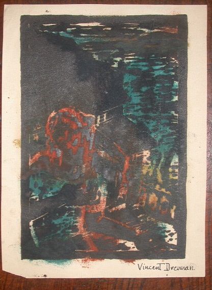  Vincent Drennan Monoprint Mid 20th C Well Listed