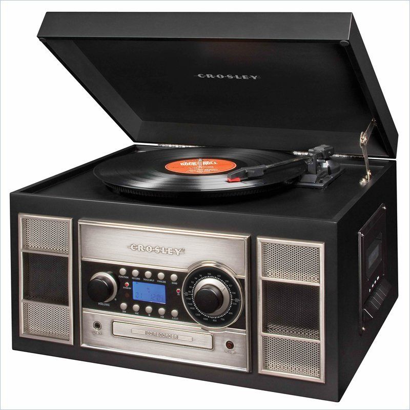 Crosley Radio Memory Master II CD Recorder Turntable Black