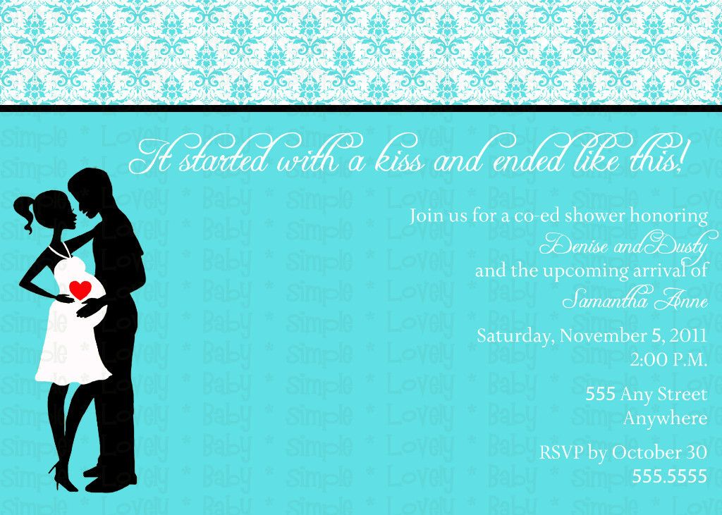   Tiffany Blue Damask Couples Co ed Baby Shower Invite Invitation DIY