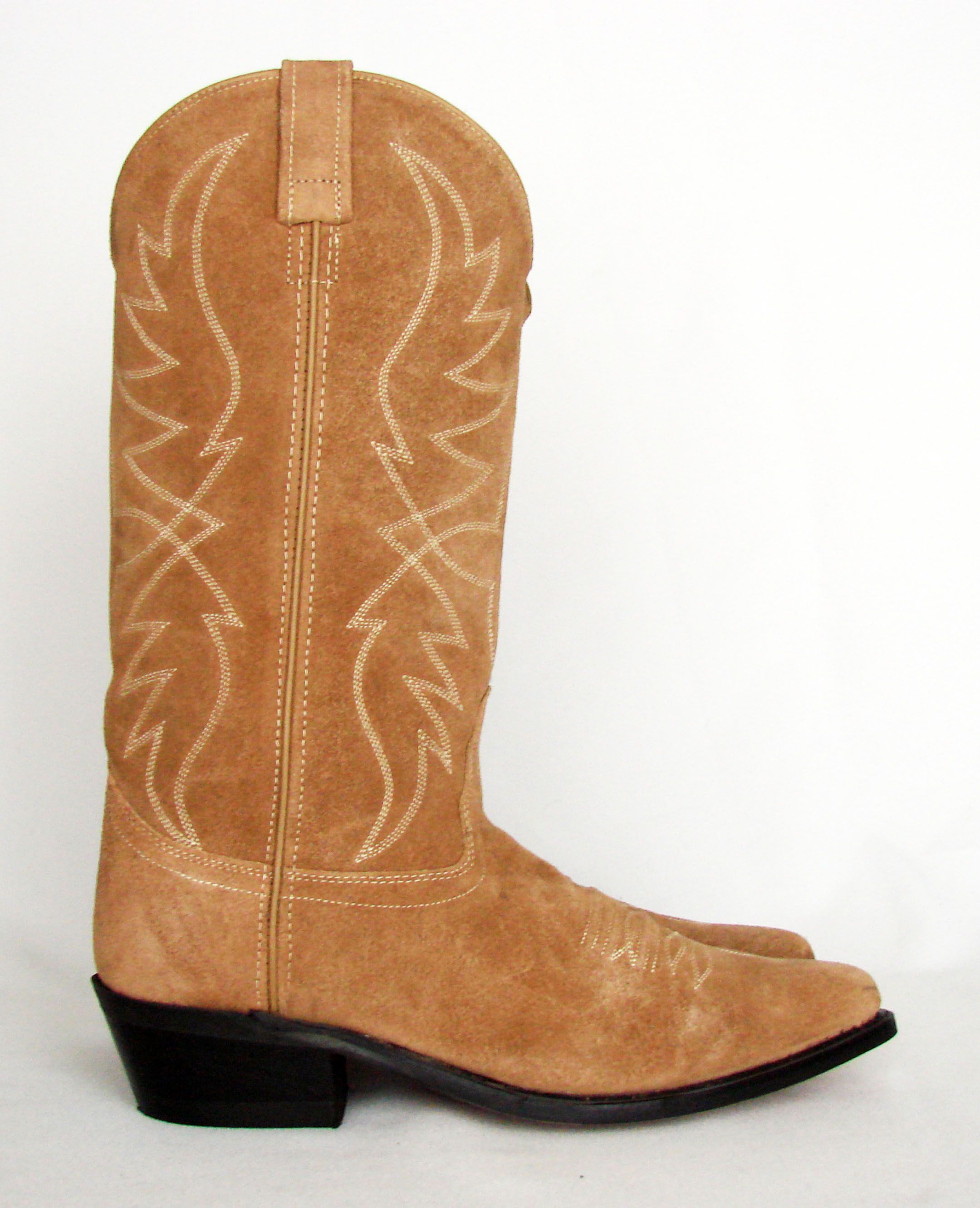  Mens Sz 8 5 Tan Suede Western Cowboy Boots Country Urban Rugged