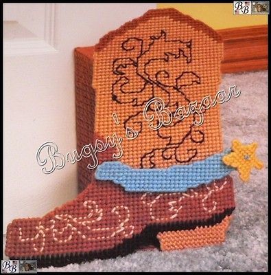 Bucilla COWBOY BOOT Door Stop Plastic Canvas Needlepoint Kit