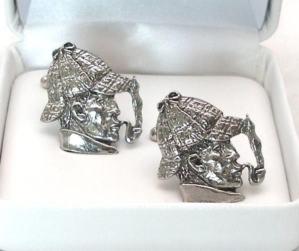 Sherlock Holmes Cufflinks in Fine English Pewter Gift Boxed