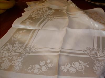 Eight Satin Damask Buffet Size Dinner Napkins Beautiful