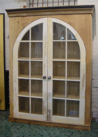 Custom Cabinet Hutch Bookcase w Arched Window Doors