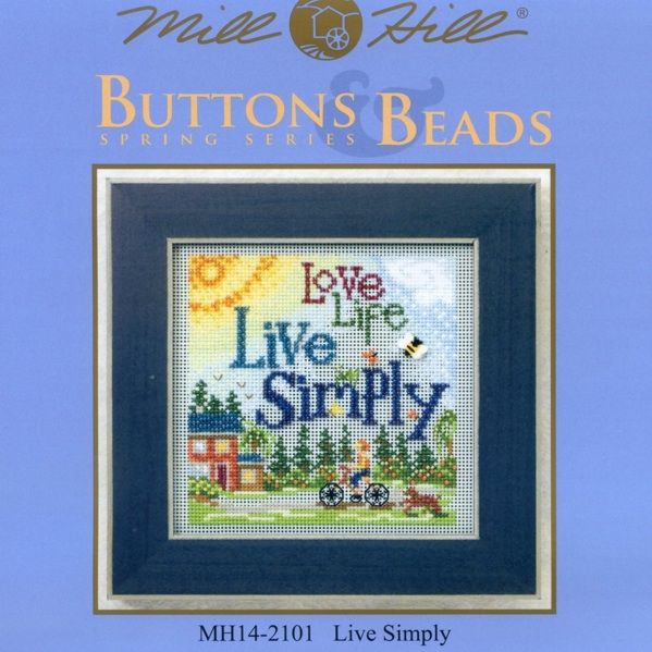 Live Simply Cross Stitch Kit Mill Hill 2012 Buttons Beads Spring