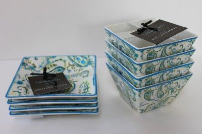 Cynthia Rowley Pailsey Appetizer Plates Dessert All Purpose Bowls Blue