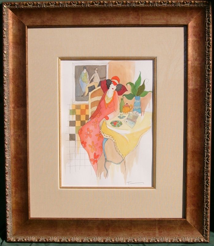 Itzchak Tarkay Original Watecolor Framed