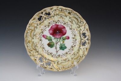 C1880 English Davenport Staffordshire Hand Painted Porcelain Floral