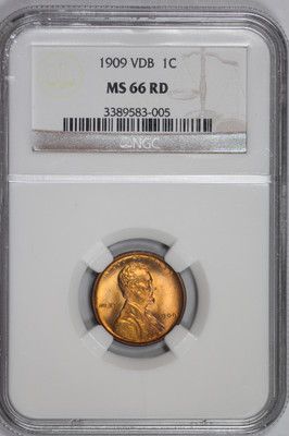 1909 VDB Lincoln Wheat Cent Penny NGC MS66 RD United States Mint Coin