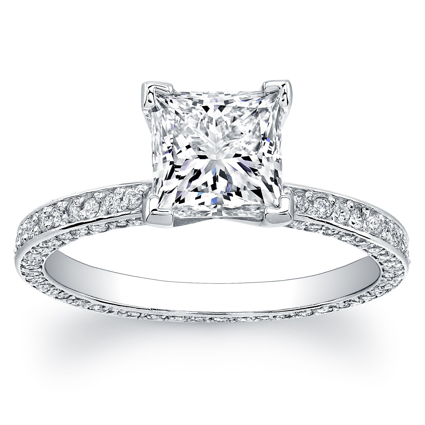 40 Ct Princess Cut GIA Diamond Eternity Band Engagement 18K Ring D E