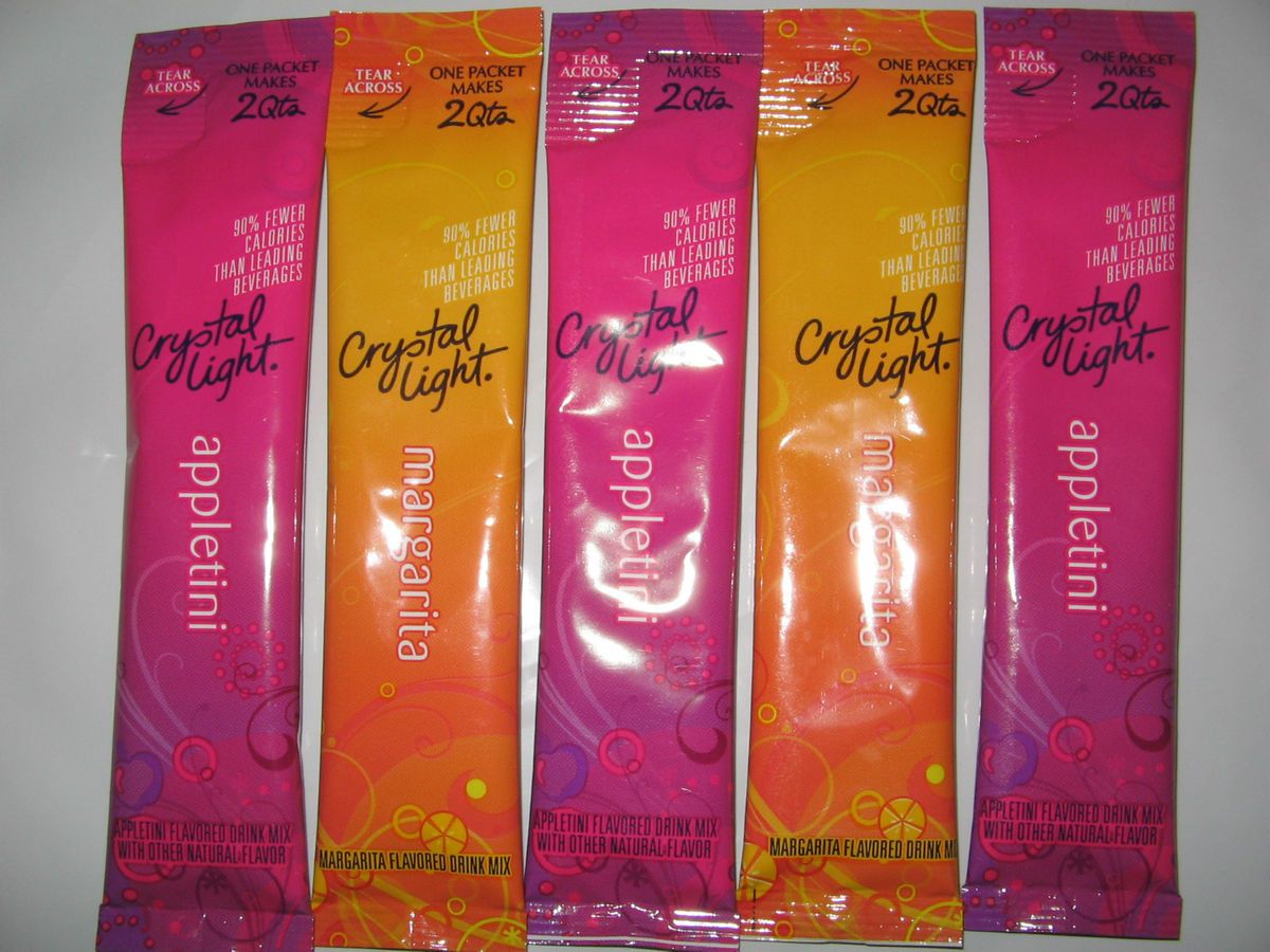 Mixed 5 packet lot of Crystal Light appletini margarita Drink Mix 2