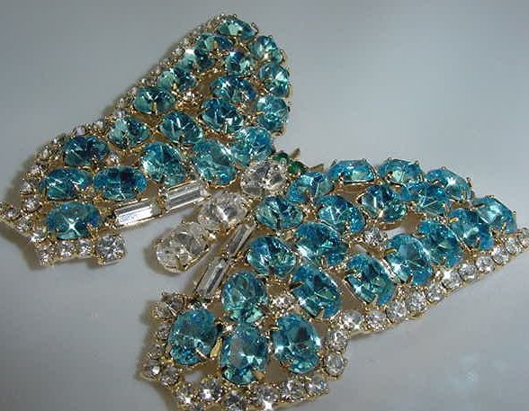 Brilliant Rhinestone Crystal Light Blue Butterfly Pin