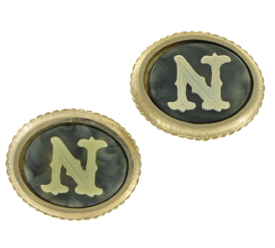 Dante Cufflinks Mens Vintage Signed Cameo Initial N